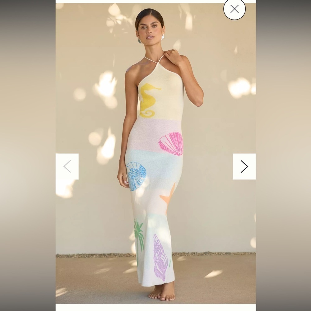 Anthropologie Capittana Barbra Halter Midi Dress Multicolor M/L NWT